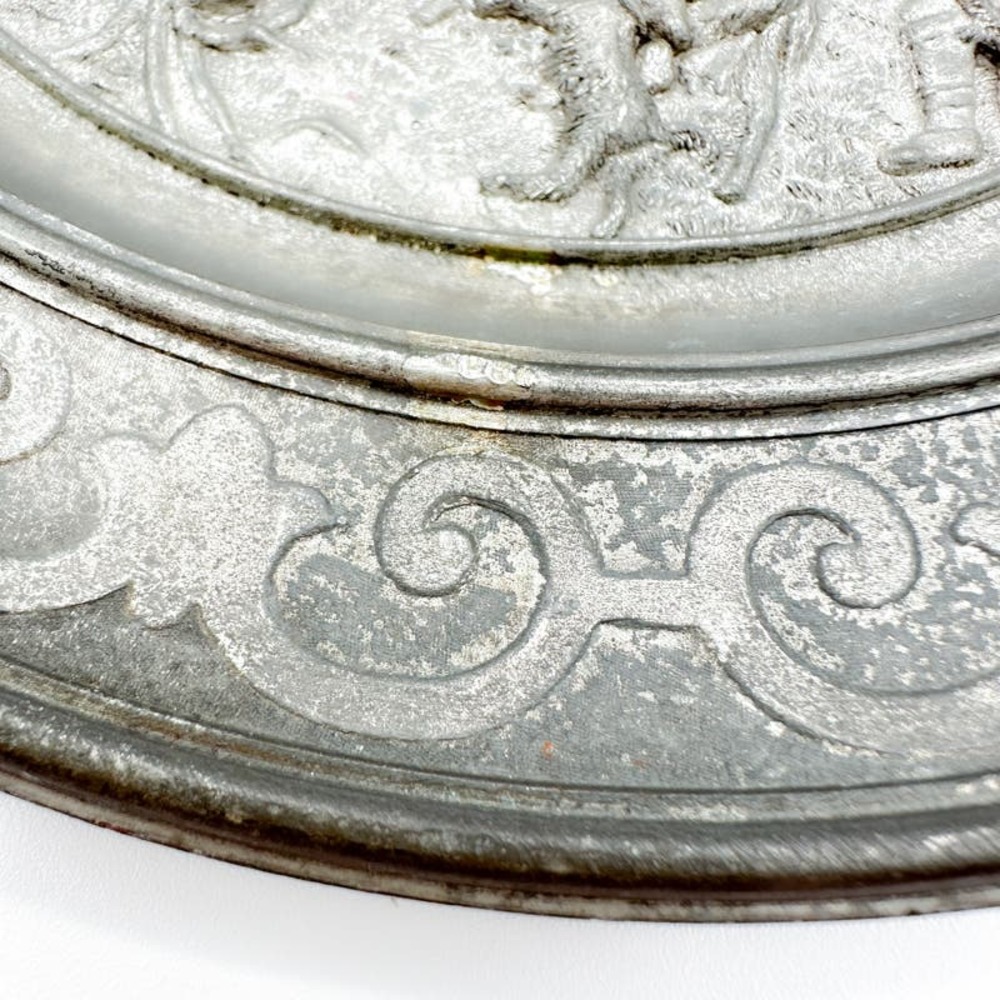 Antique SKS Zinn Hanging Plate 95% Pewter Rare Germany Farming Sheppard Scene - Picture 7 of 13